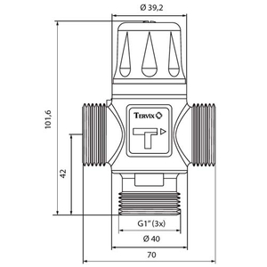 Термостатический смесительный клапан Tervix Pro Line TMV G 1" | DN 25 | 35-60°C | Kvs 2,5 (312233)