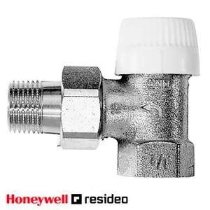 Кран радіаторний кутовий Resideo V2000UB 1" із вставкою UBG (Honeywell V2000EUB25)