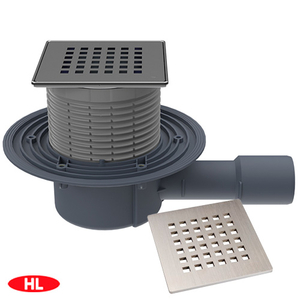Трап для внутренних помещений HL510Prblue-3120 DN40/50 с сухим сифоном "Primus blue" 121х121/Klick-Klack/115х115мм