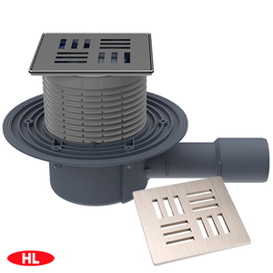 Трап для внутренних помещений HL510Prblue-3124 DN40/50 с сухим сифоном "Primus blue" 121х121/Klick-Klack/115х115мм