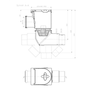 Дощеприймач HL600NHO DN110/125 з горизонтальним вхідним патрубком для декоративного облицювання фасадів