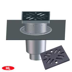 Трап уличный HL616H/5 "Perfekt" DN160 с чугунной решеткой 226х226мм и битумным полотном