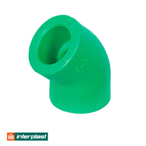 Коліно поліпропіленове 45° 75 мм Interplast PPR Green PN30 (790040075)