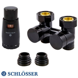 Фото Комплект ексклюзивних вузлів Schlösser GZ 3/4 x M 22х1, 5, прямий, +2 шт. ніпель, термоголовка MINI M30x1.5 (601000045.RAL90051)