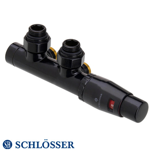 Комплект термостатический Schlösser Duo-Plex 3/4 x M22x1.5 угловой правый черный матовый (602100055.RAL90051)