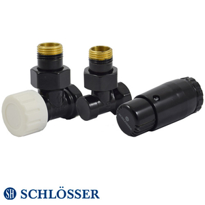 Фото Комплект термостатический Schlösser Standard Mini GZ1/2 x GW1/2 угловой, термоголовка Mini M30x1.5 (602200056.RAL90051)