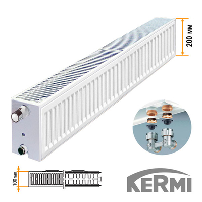 Стальной радиатор Kermi FTV Тип 22 200x1000 886W (нижнее подключение) 