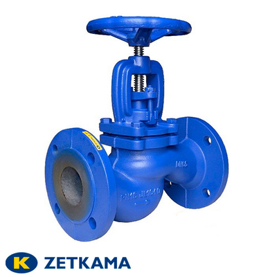 Вентиль запорный фланцевый чугунный Zetkama 215А DN 100 PN 16
