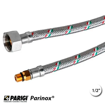 Гибкий шланг для смесителя MOK10 х 1/2" 1.2 м PN10 короткая игла Parigi Parinox® (LTR5091A72U20)