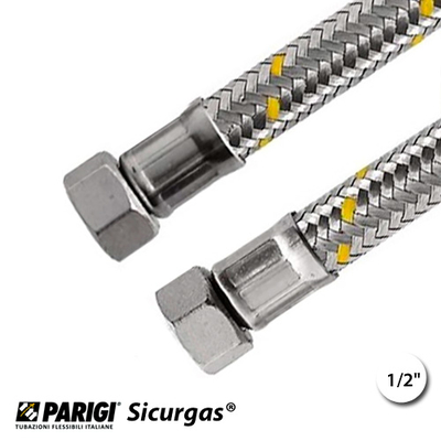 Шланг газовий 1/2" х 1/2" ВР 1,2 м 0-50°C PN10 DN13 Parigi Sicurgas® (L60274)