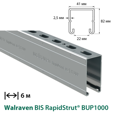 Профіль монтажний С-подібний Walraven BIS RapidStrut® BUP1000 | 6м | 2,5 мм | 41x82мм (65018687)