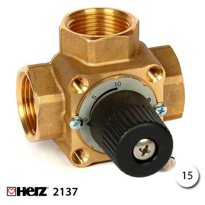 Трехходовой смесительный клапан HERZ 2137 Rp 1/2", DN 15, Kvs 4.0 (1213701)