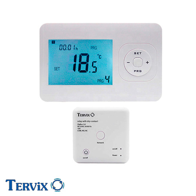 Комплект беспроводного управления отоплением Tervix Pro Line ZigBee: беспроводной термостат + реле "сухой" контакт (493061)