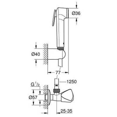 Гігієнічний душовий набір Grohe Tempesta-F Trigger Spray 30 з кутовим вентилем (27514001)