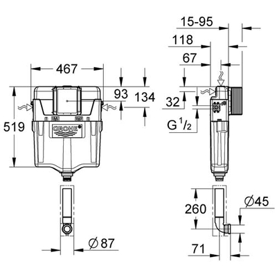 Змивний бачок прихованого монтажу Grohe GD 2 (38661000)