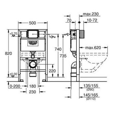 Інсталяція для унітазу 2 в 1 Grohe Rapid SL 0,82 м (38948000)
