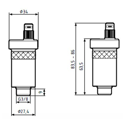 Повітровідвідник автоматичний AFRISO PrimoVent G3/8" з Aquastop + відсічний клапан 1/2" (7773510)
