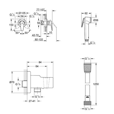 Комплект гігієнічного душу Grohe BauEdge New з Tempesta-F хром (UA28512003)