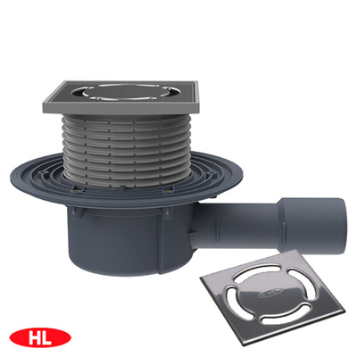 Трап для внутренних помещений HL510Prblue DN40/50 с сухим сифоном "Primus blue" 123х123мм/115х115мм