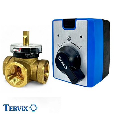 Триходовий змішувальний клапан Tervix RMV Rp 1", DN25, Kvs 10 + електропривод AMV 230В (293412)