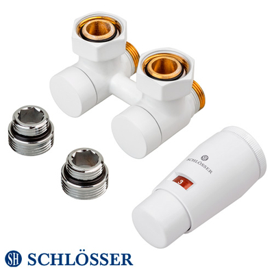 Комплект ексклюзивних вузлів Schlösser 3/4 x M 22х1,5 кутовий +2 шт. ніпель, термоголовка MINI SH M30x1.5 (601000420)