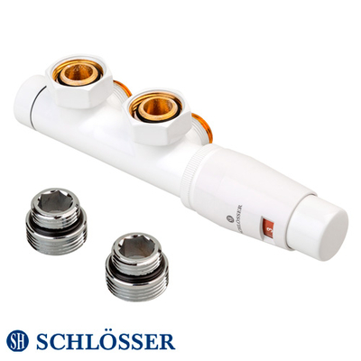 Комплект термостатический Schlösser Duo-Plex 3/4" x M22x1,5 угловой правый +2 шт. нипель термоголовка MINI (602100167)