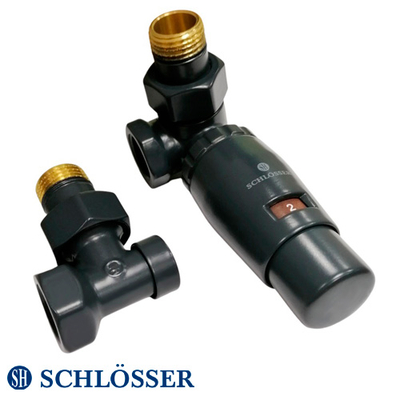 Комплект термостатический Schlösser Standard Mini GZ1/2 x GW1/2 осевой, термоголовка Mini M30x1.5 (602200066.RAL70161)