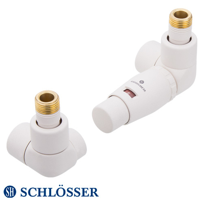 Комплект термостатический Schlösser LUX осевой-правый, GZ 1/2х15мм Cu, термоголовка Mini, белый (603700302)