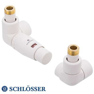 Комплект термостатический Schlösser LUX осевой-левый, GZ 1/2х15мм Cu, термоголовка Mini, белый (603700303)