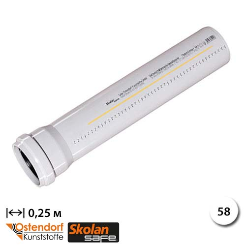 Труба канализационная 58 мм х 0,25 м Ostendorf Skolan Safe бесшумная (332010)