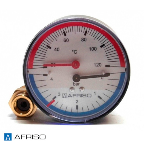 Термоманометр AFRISO тип ТМ 80 AX 1/2" | 0-10 бар | 20-120°С (63343)