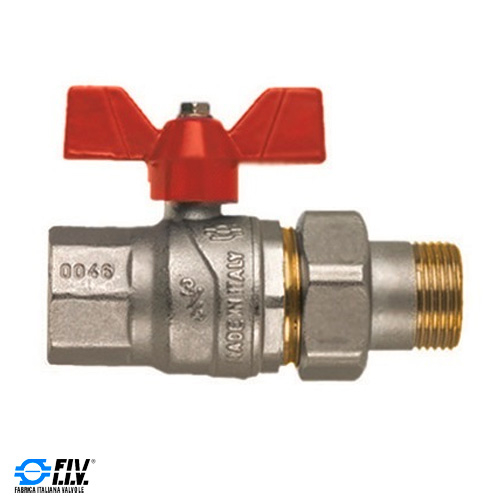 Кран кульовий з американкою FIV Perfecta 1/2" (метелик червоний)