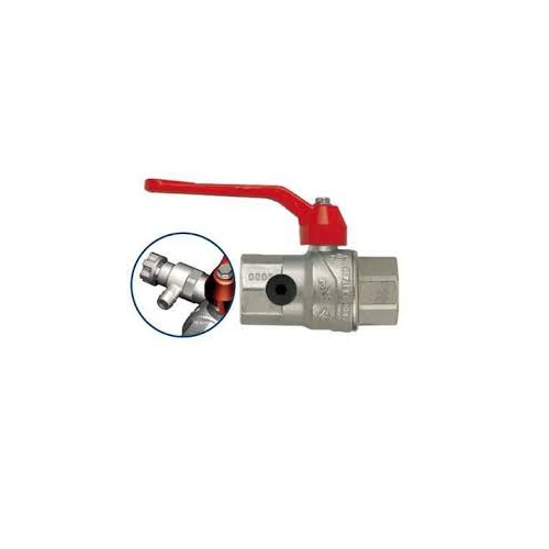 Кран шаровый с сливом FIV 3/4" ВВ (ручка красная)