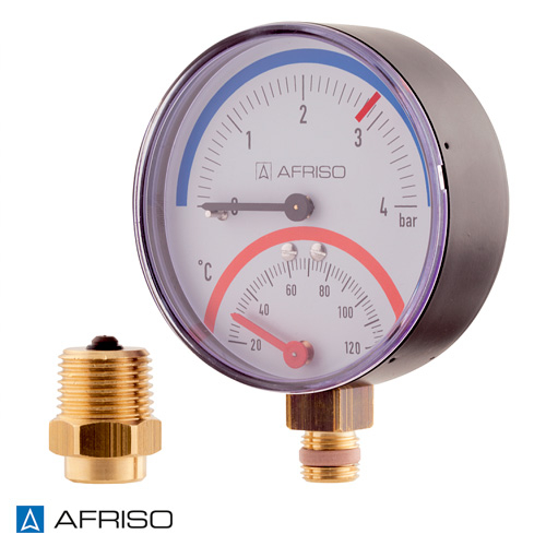 Термоманометр AFRISO тип ТМ 80 RAD 1/2" | 0-10 бар | 20-120°С (63339**)