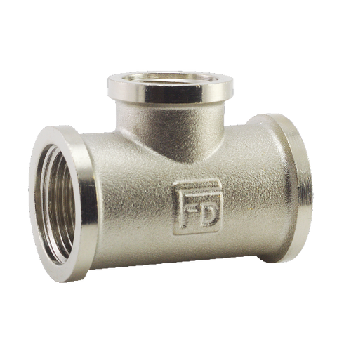 Тройник латунный редукционный 1" x 3/4" x 1" ВВВ Fado Fitt никель (T06)