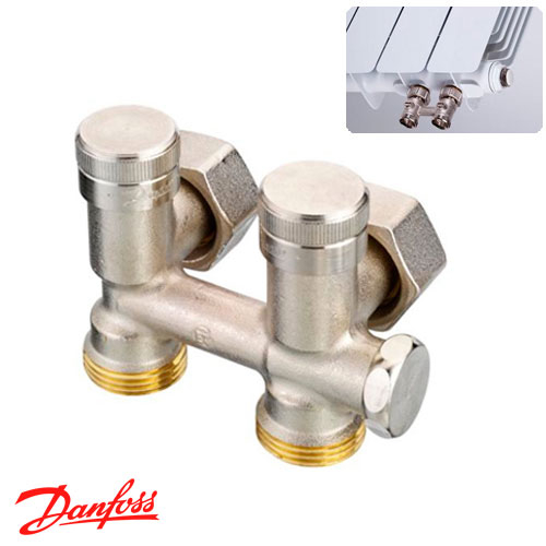 Вузол нижнього підключення кутовий Danfoss RLV-K G1/2A x G3/4A запірний (003L0282)