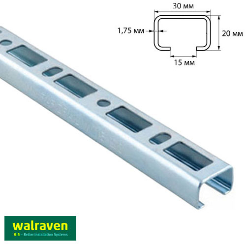 Профиль монтажный С-образный Walraven BIS RapidRail WM15 | 6м | 1.75мм | 30x20мм (6505615)