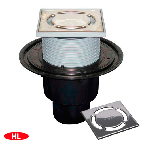 Трап HL 310NPr вертикальний випуск DN50/75/110 із сухим сифоном "Primus" решітка 115х115 (у підрамнику 123х123)