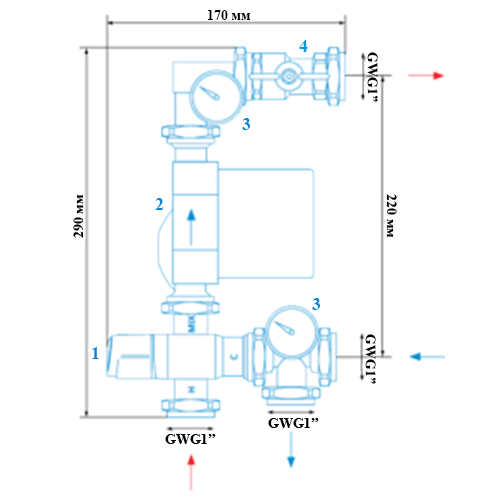 Afriso 9050100 Насосно-змішувальний вузол для теплої водяної підлоги