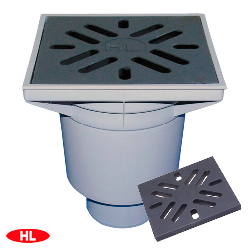 Трап уличный HL606/1 "Perfekt" DN110 с чугунной решеткой 244х244мм