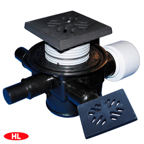 Трап для помещений HL70G DN75/110 решетка чугун 150х150мм с обратным клапаном