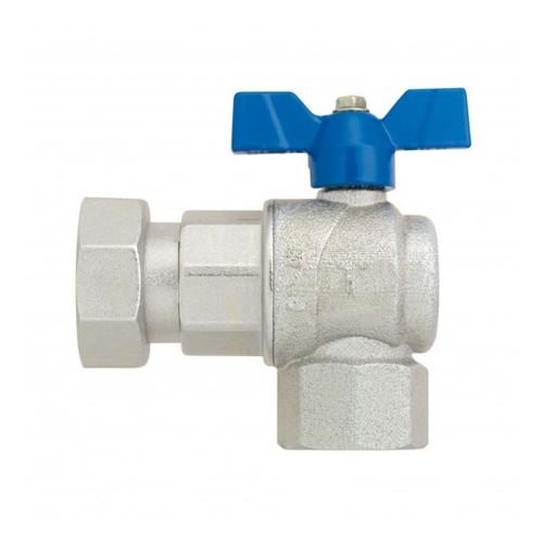 Кран кульовий кутовий з накидною гайкою FIV Evolution ВВ 1"- 1 1/4" (метелик синя)