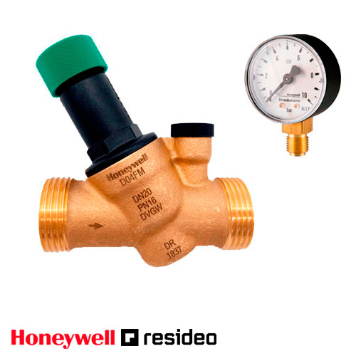 Редуктор тиску Resideo Braukmann D04FM-1/2A з манометром М38К 50 RAD (10 бар)