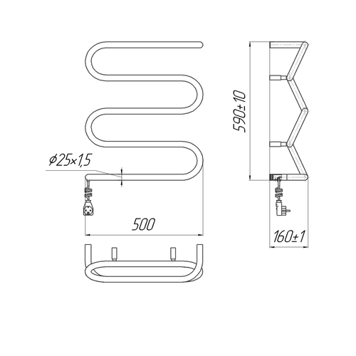 Електрична рушникосушарка Mario Ліана-І 600х500