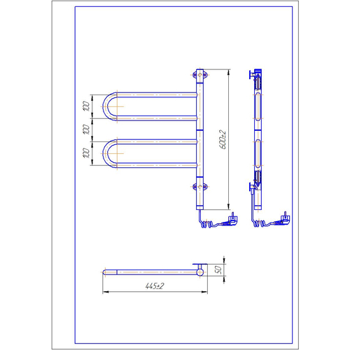 Электрический полотенцесушитель поворотный Mario Тристар-І 600х445х50