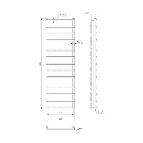 Водяной полотенцесушитель Mario Турин 1360х430х400 | лесенка 13