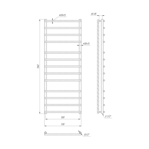 Водяной полотенцесушитель Mario Турин 1360х530х500 | лесенка 13