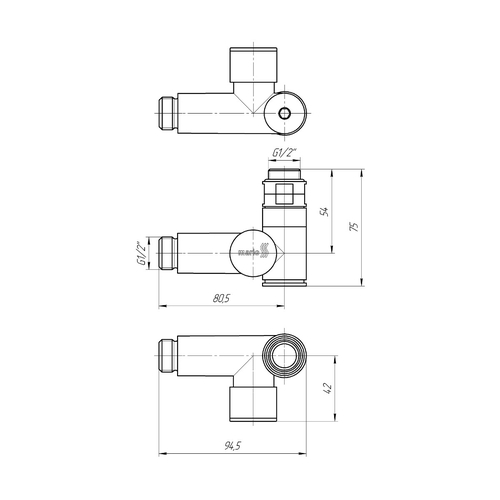 Кран кутовий Mario під ТЕН 1/2"