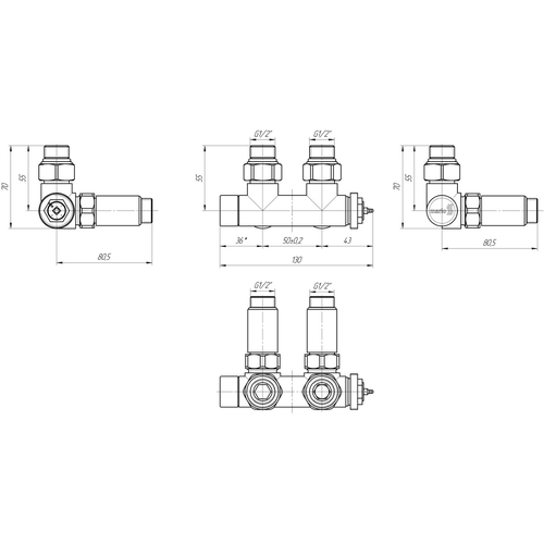 Терморегульований кран Mario | 50мм | 1/2"