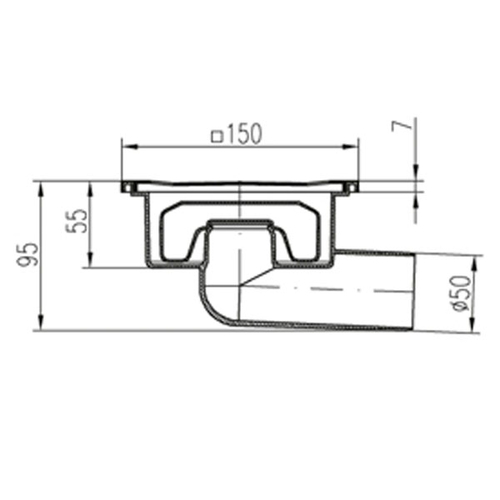 Душовий трап із сухим сифоном MCH 326XN 150х150 DN50